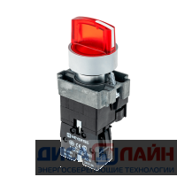 Переключатель с LED подсветкой, 220V AC/DC, красный, 2 полож. 1NC, фикс., мет. MTB2-BK2463